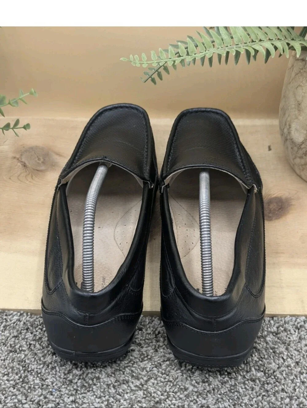 J Ferrar Barton Black Faux Leather Mens Size 10.5M Driving Casual Shoes Loafers